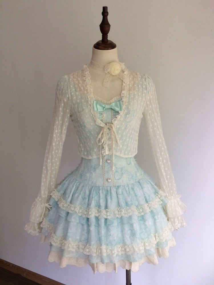 Mint Layered Lace Corset Tank Dress with Sheer Wrap - Sweet Dream