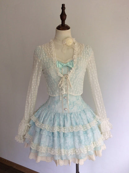 Mint Layered Lace Corset Tank Dress with Sheer Wrap - Sweet Dream