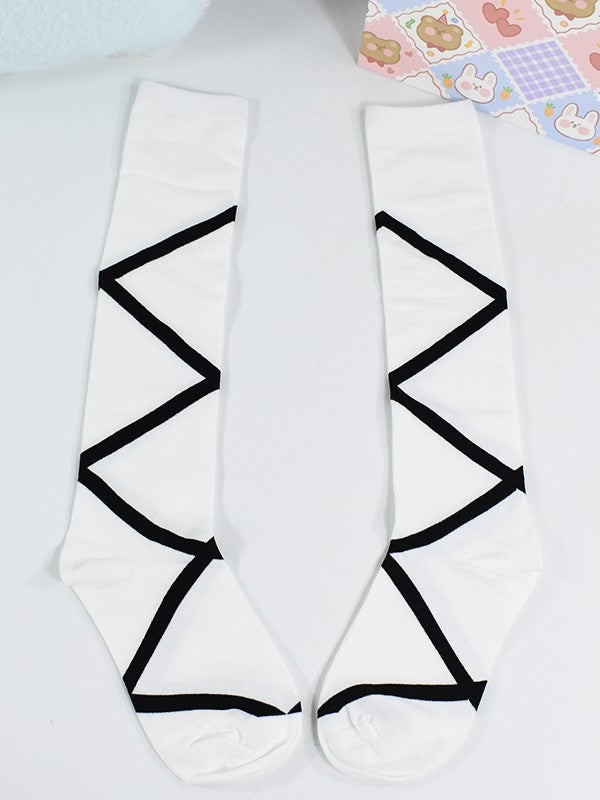 Rosa/Schwarz/Rote Wadensocken mit Kreuzbandmuster