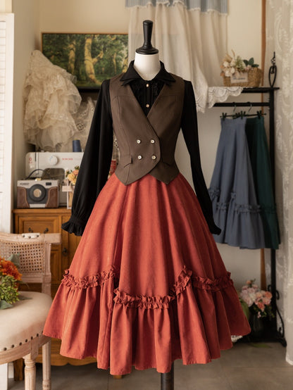 ブラウンのVネックベスト