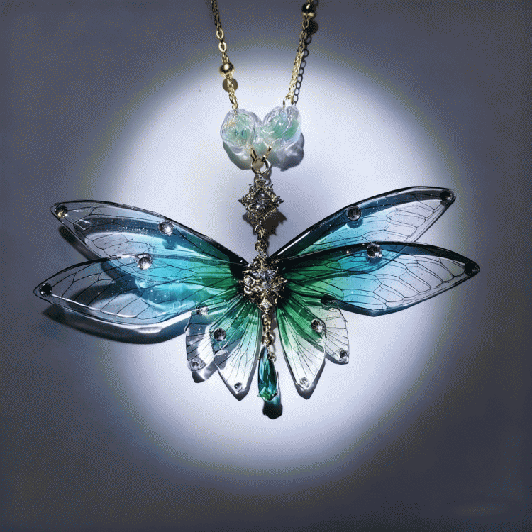 Color Butterfly Gradient 3 Lolita Pendant Necklace Options