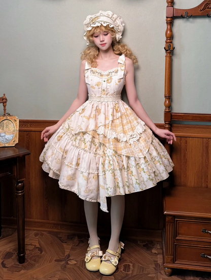 Lemon and Patchwork Lolita Sweet Print Skirt Dress Design Bunny
