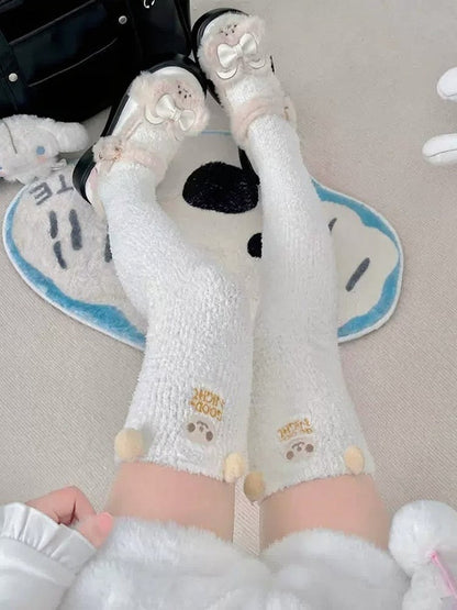White Thigh-High Stockings Lamb
