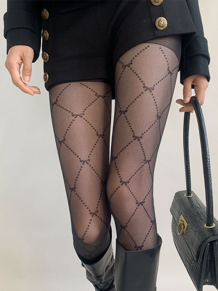Pattern Diamond Quilted Pantyhose