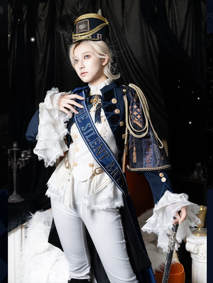 Dark Knight Top Long + Fashion Outfit Ouji - Ärmel Lolita Weiß