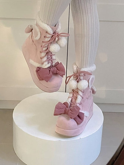 Platform Sweet with Pink Heart Winter Style 6cm/8.5cm Boots