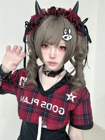 Brown Claw Double Clips Ponytail Gray Wig Length With 30CM Synthetic