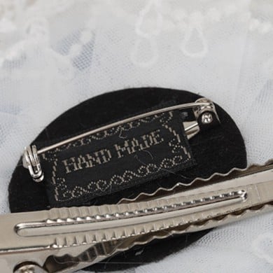 Lace Black Hairclip/Brooch Bowknot Lolita White Rose
