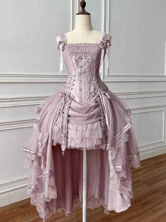 Tulle Corset Boned Layered Purple Classic + Skirt Top Lolita High-low Dusty