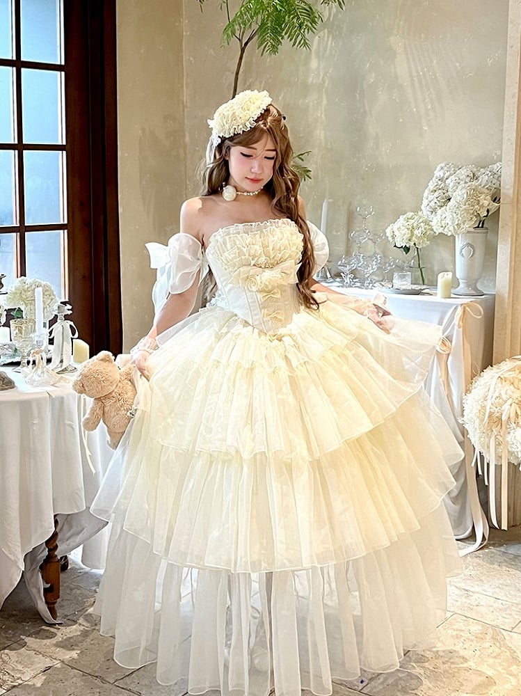 Shiro Lolita Tulle Multi-Layered Dress White