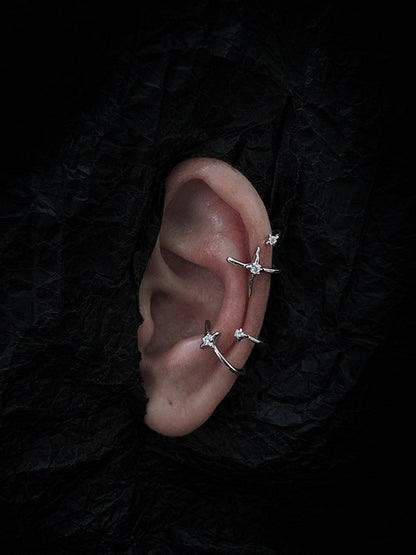 Silver Star Ear Cuff with Rhinestone Accents - Insomnia Artist