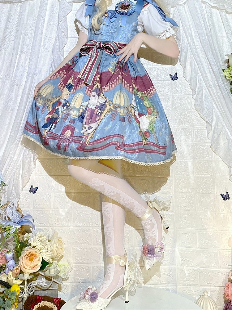 Gothic Lolita Weiß/Schwarze Overknee-Strümpfe