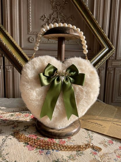 Bowknot Bag Heart-Shaped Bead – Plush with Hand Handle Options and Color Lolita 11