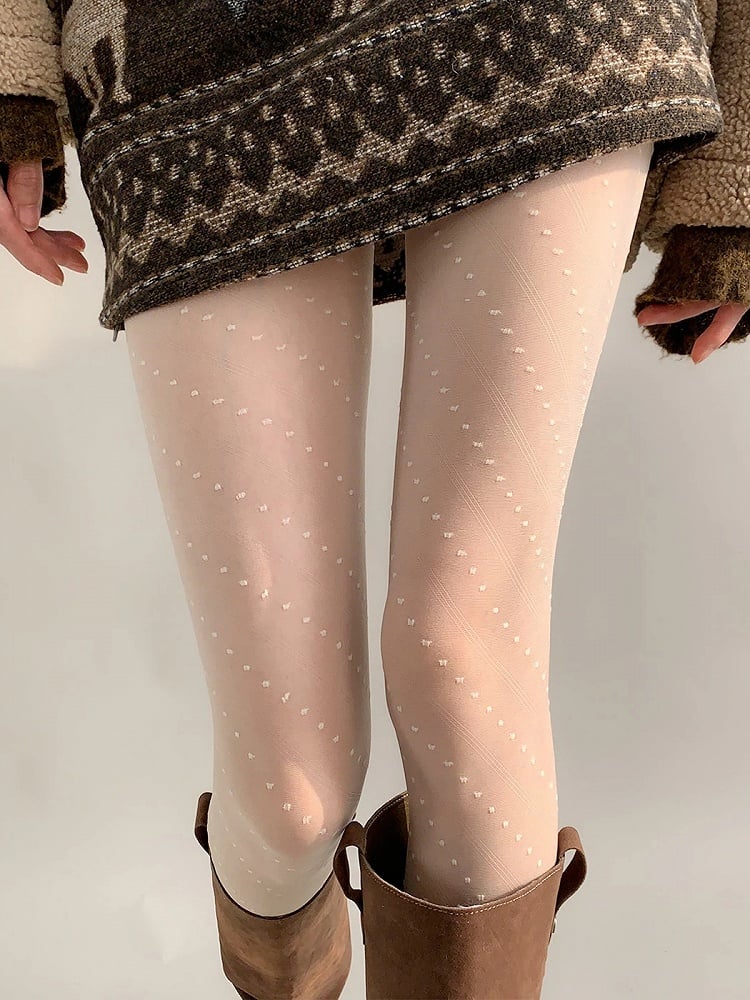 Sheer Dotted Black White Pantyhose /