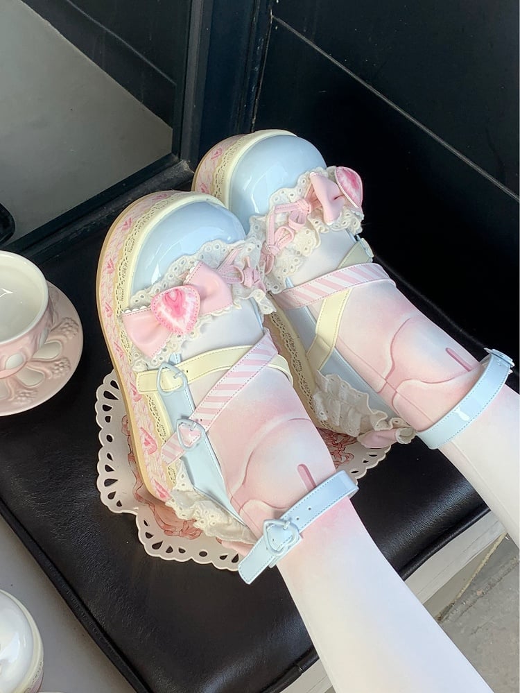 Accents Jane Strawberry Bow Blue Cake Sweet Lolita Shoes Sea Salt Mary Platforms