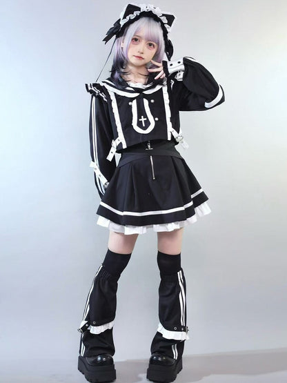 Ruffles Ear Trim Kei Jirai BlackWhite Accessory Cat