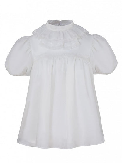 Collar Puff Blouse Sleeves Ruff White Lolita