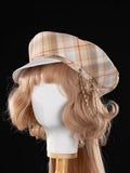 Beret Gold Plaid Pattern Classic - Golden Koi Forest