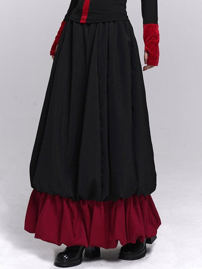 Black Bubble Skirt Gothic Red