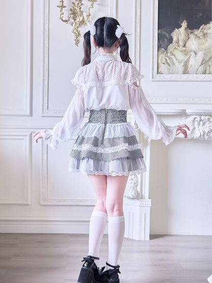 Layers Kei Skirt: Tiered Houndstooth Jirai