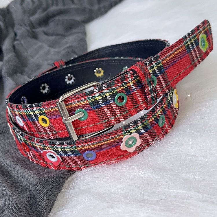 Belt Red/Blue Waist Floral Y2K
