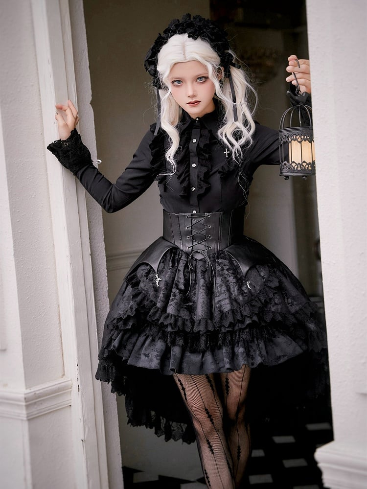 Schwarzer Gothic Lolita Lagenrock