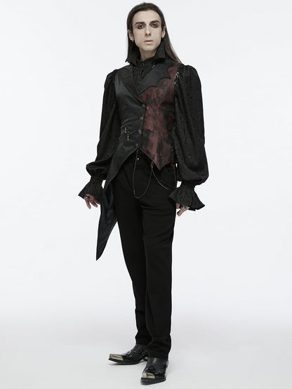 Asymmetrical Gothic Design Black Vest Men's