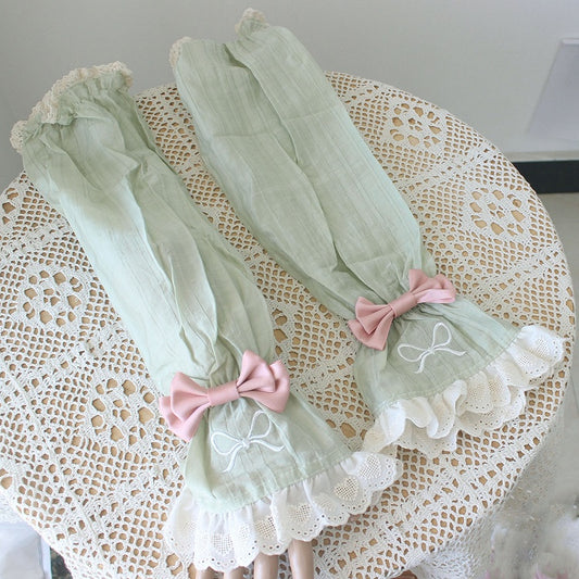 Detachable Bowknot Color Pattern Heart Details 4 Options Sleeves