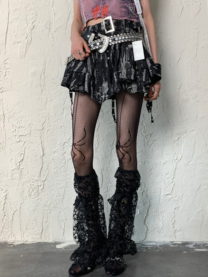 Sternmuster Bein Y2K Schwarze Ärmel Besatz Spitzenriemen Selbstbinden