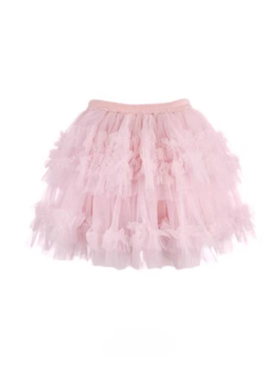 Futter mit Minirock und bauschigen rosa Tüll-Stufenshorts