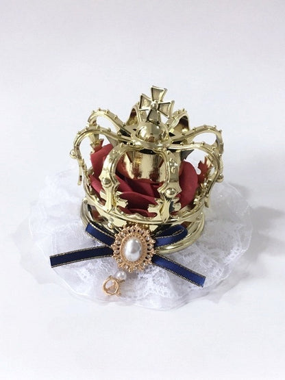 Bow Bead 5 Headpiece with Based Crown Golden – Color Lace Lolita Accents and White Options