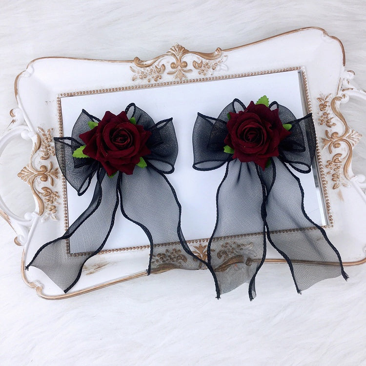 Hair (Set of Rose Bow Clips 2 Sheer