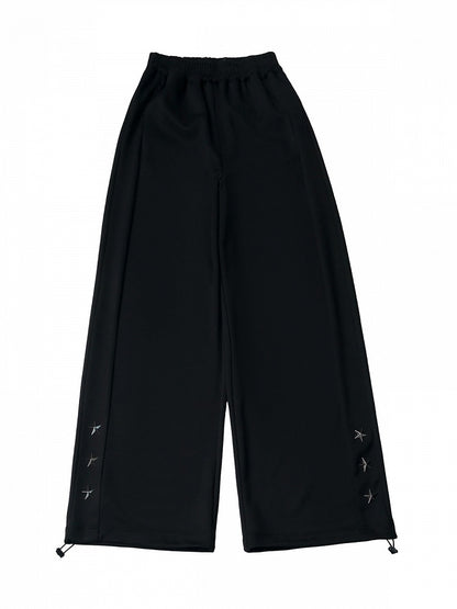 Star Studded Straight Leg Pants - Black - PINK SAVIOR