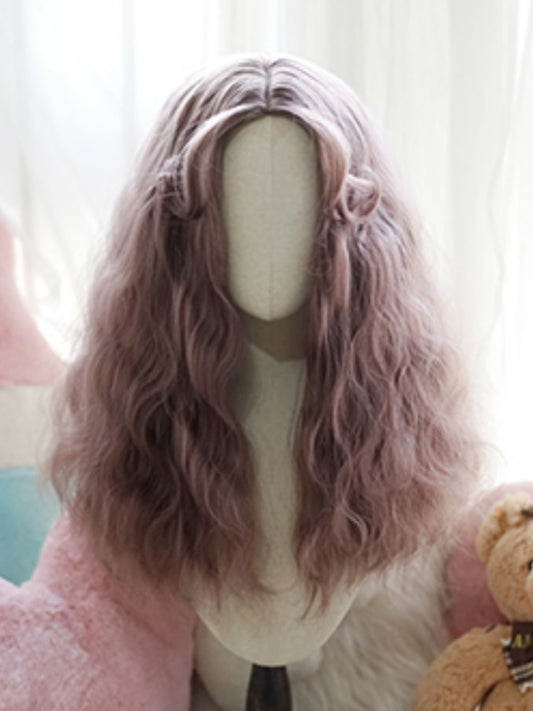 Hellviolette lange gewellte Perücke