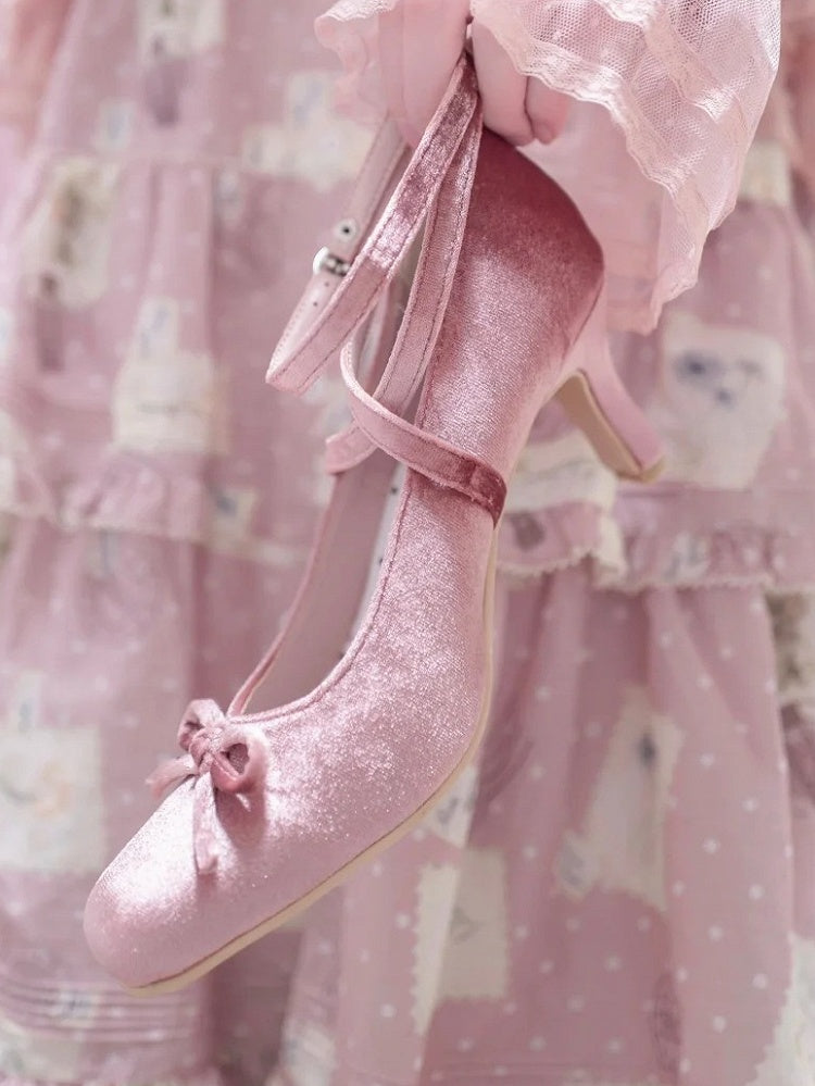 6,5 cm bei Bow Design Top Ballet Sweet PU High Pink - Heels Crisscross