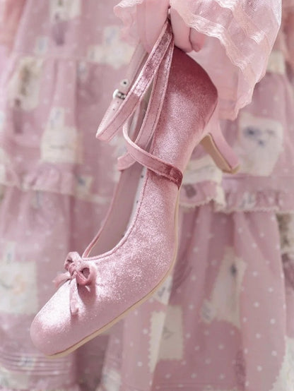 6.5cm at Bow Design Top Ballet Sweet PU High Pink - Heels Crisscross