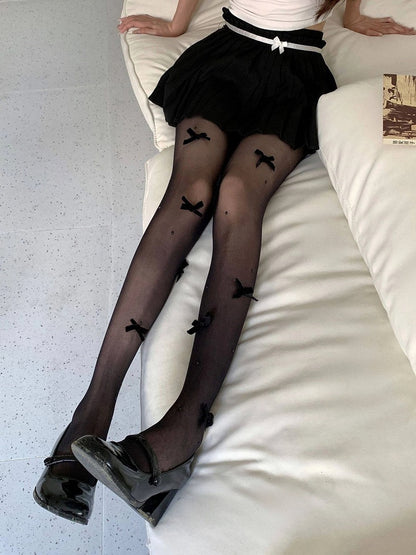 Bow Colors) Pearl (4 Decor Style Lolita Pantyhose