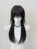 Style with Straight Ouji Bangs Black Wig