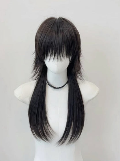 Style with Straight Ouji Bangs Black Wig