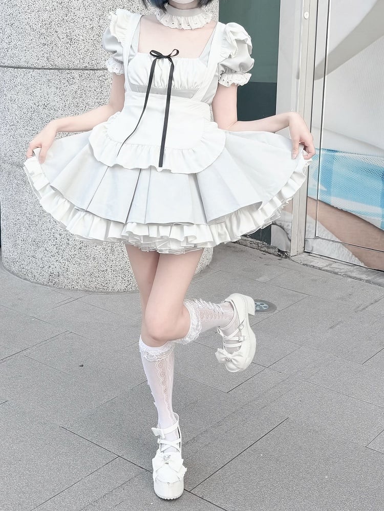 Jirai Box Graue Plissee-Kei-Uniform: Dienstmädchenrock