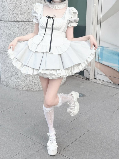 Jirai Box Graue Plissee-Kei-Uniform: Dienstmädchenrock