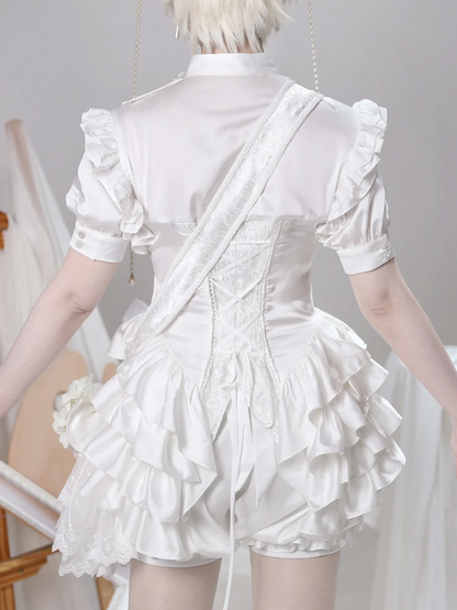 and Ribbon Flowers Decorated White Bows