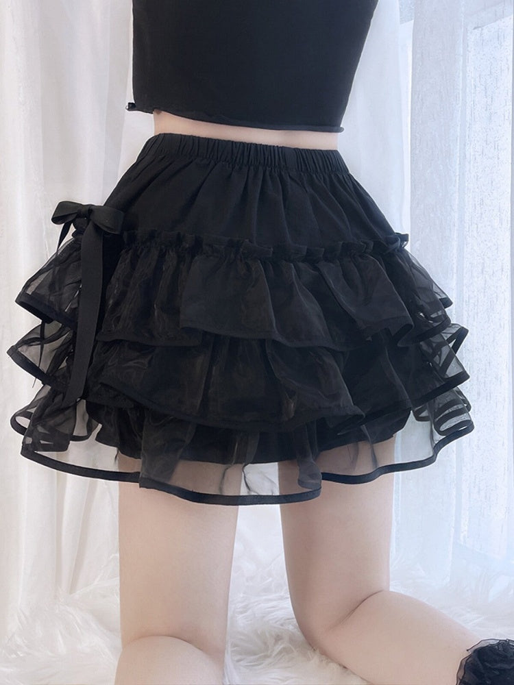 Layered Cake Skirt with Puff Design - Tan Tuan