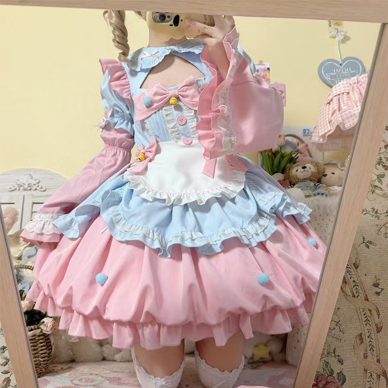 Oath Maid Purple Bubble Sleeve Sweet Lolita OP Dress Plus Size