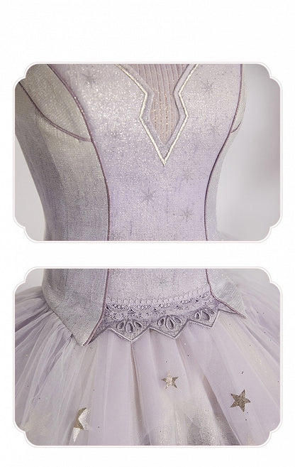 Star Dream Light Purple Sleeveless Top Stars High-low Skirt Set - Nikki Tomorrow