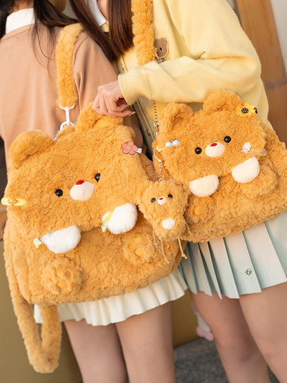 イエローベア ぬいぐるみ フラップバックパックバッグ ミドル/ラージサイズ