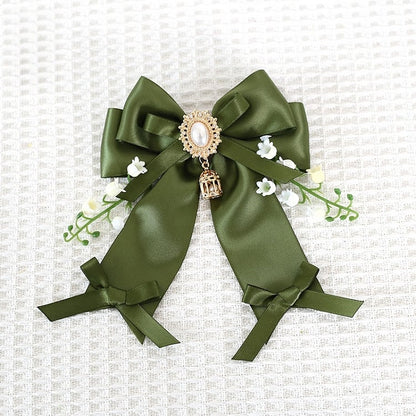 The Bowknot Lolita Hairclip Fresh Of Green Birdcage Lily With Valley Charm