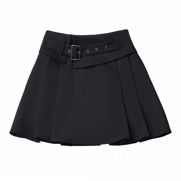 Black A-Line Buckle Strap Skirt - PINK SAVIOR