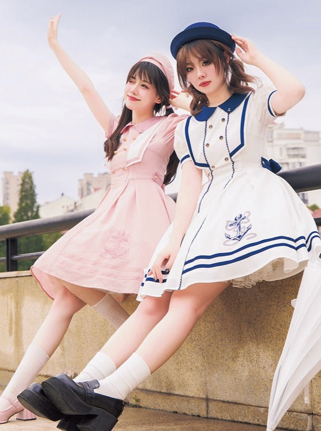 Sommerkleid Kula Sommer Streifenkleid Navy + Elegant