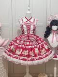 Lolita Rock Sweet Red Bows Print Dessert und Pullover Erdbeere